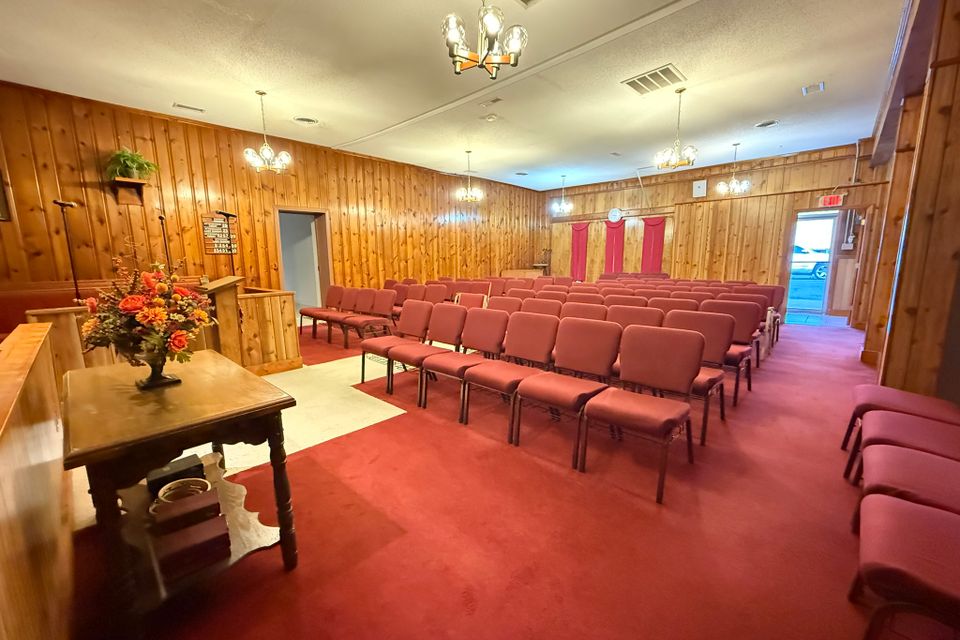 Interior of worship hall at Evangelical Fellowship Center